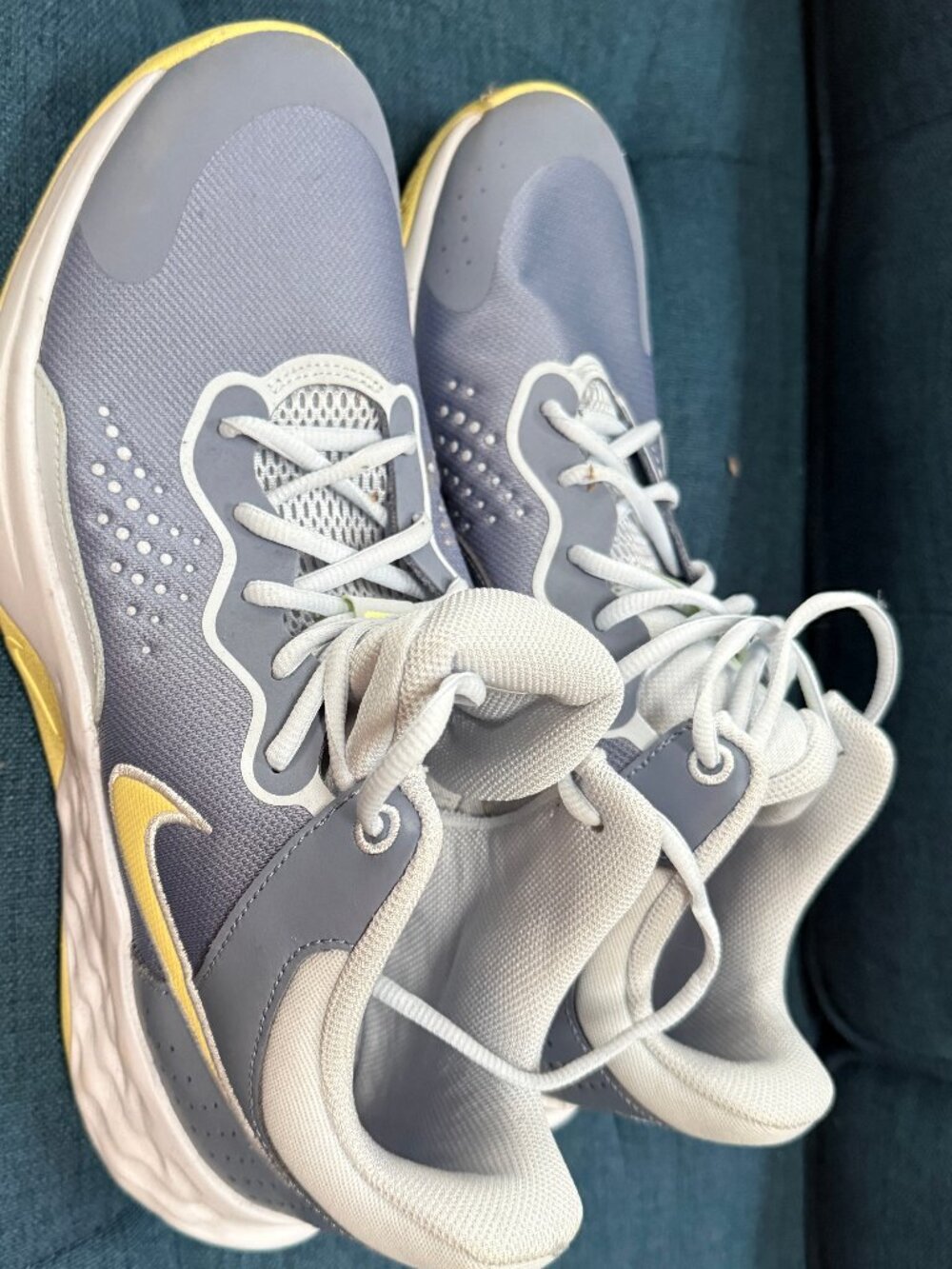 Nike Fly.By Mid 3 Ashen Slate Blue Grey Yellow White Shoes DD9311-401 Men's 12